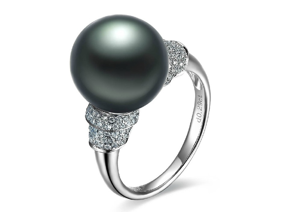 Bertille Tahitian Pearl and Diamond Ring